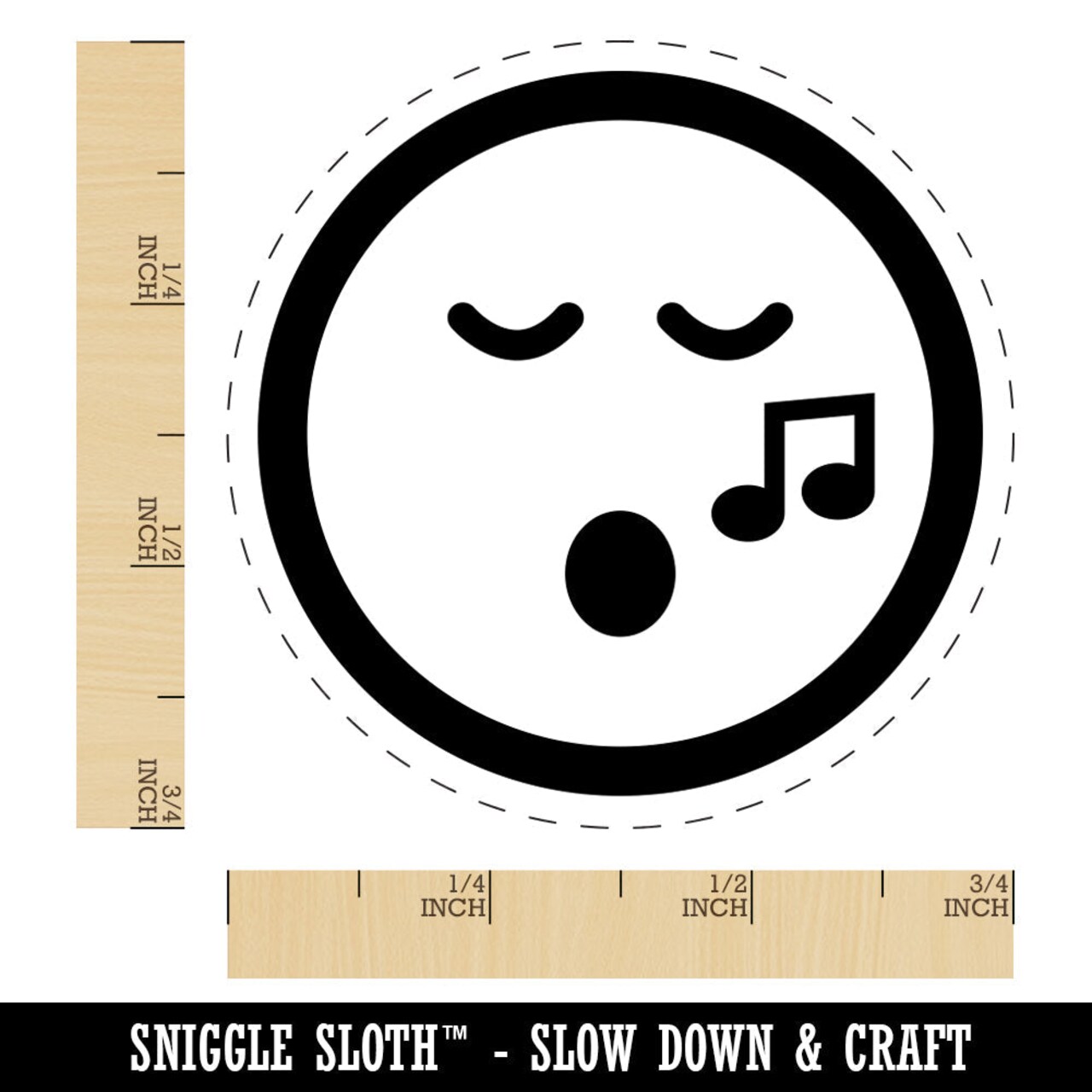 Singing Face Music Emoticon Rubber Stamp for Stamping Crafting Planners